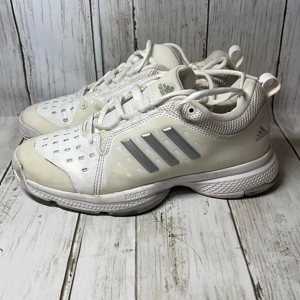 Adidas Court Jam Bounce Womens Tennis Shoes White Silver‎ Sneakers G26834 US 8.5